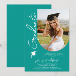 Foto Studentfest Modern Elegant-skript Inbjudningar