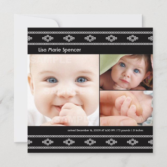 Foto Svart Bandhini Förlossningsannonsering Meddelande (Framsida)