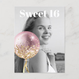 * FOTO Sweet 16 Birthday Ro Balloon AP29 Inbjudan Vykort