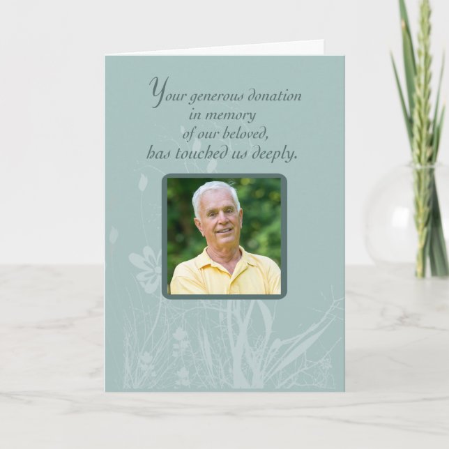 Foto tack för donation i minne, organiskt F Kort (Framsida)