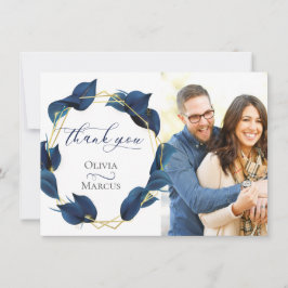 Foto Tack Moderna Djup Indigo Blå och Guld Kort