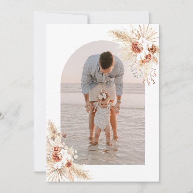 Foto - tackkort, Boho Birthday Tack Inbjudningar (Framsida)