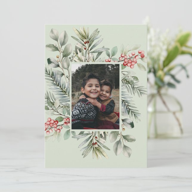 Foto Tall Grönska Julgran God Jul Julkort (Stående Fram)
