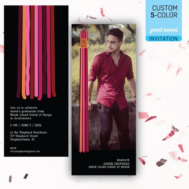 Foto & Tassel Modern Design Examen Invitation (Skapare uppladdad)