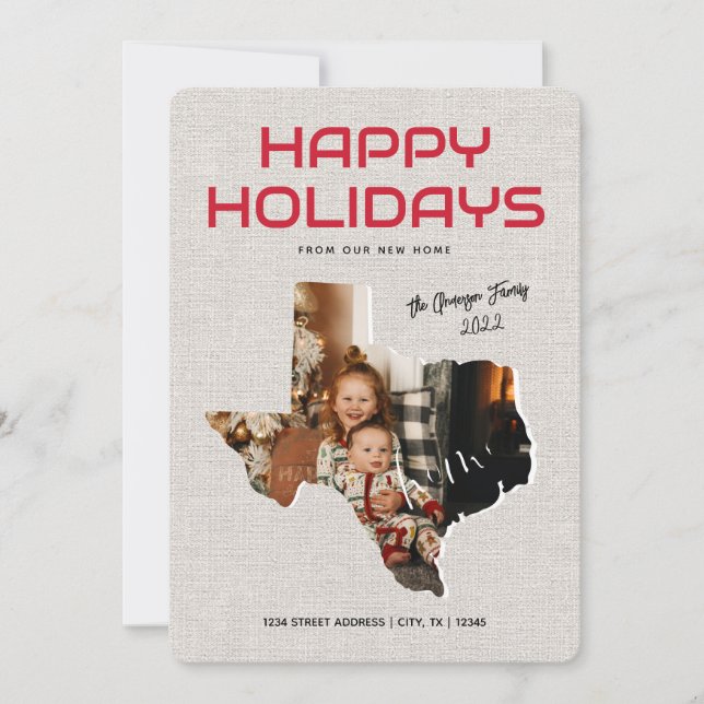Foto Texas Flytt Tillkännagivande God Jul Julkort (Framsida)