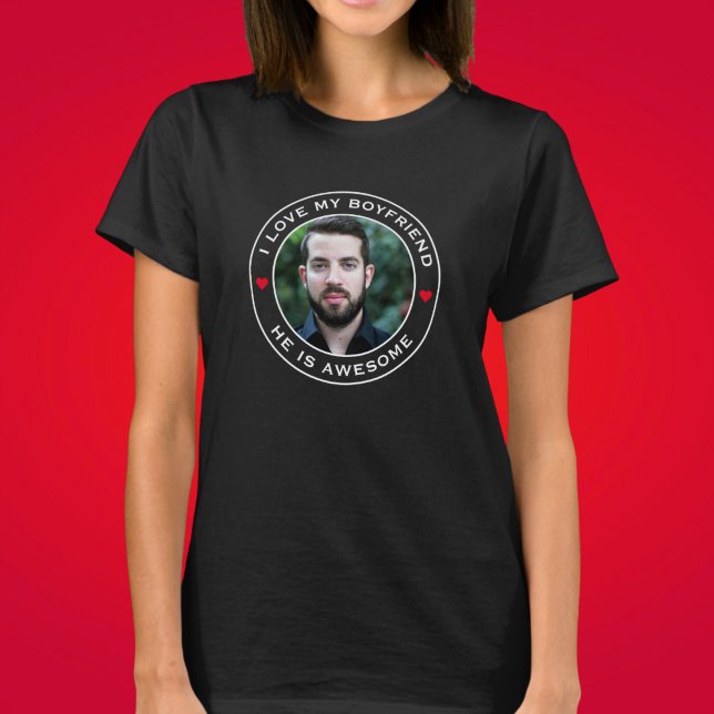 Foto Text Hjarta Jag älskar min underbara pojkvän T Shirt (Skapare uppladdad)