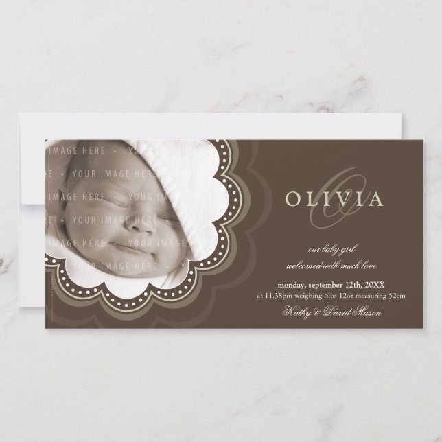 FOTO TILLKÄNNAGIVANDE FÖR FÖDELSE: Söt blomma 5L Meddelande (Framsida)