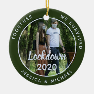 Foto Tillsammans överlevde lockdown 2020 Karantän Julgransprydnad Keramik