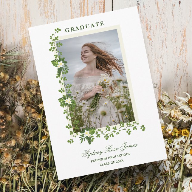 Foto Tropical Grenar & White Flowers Student Inbjudningar (Skapare uppladdad)