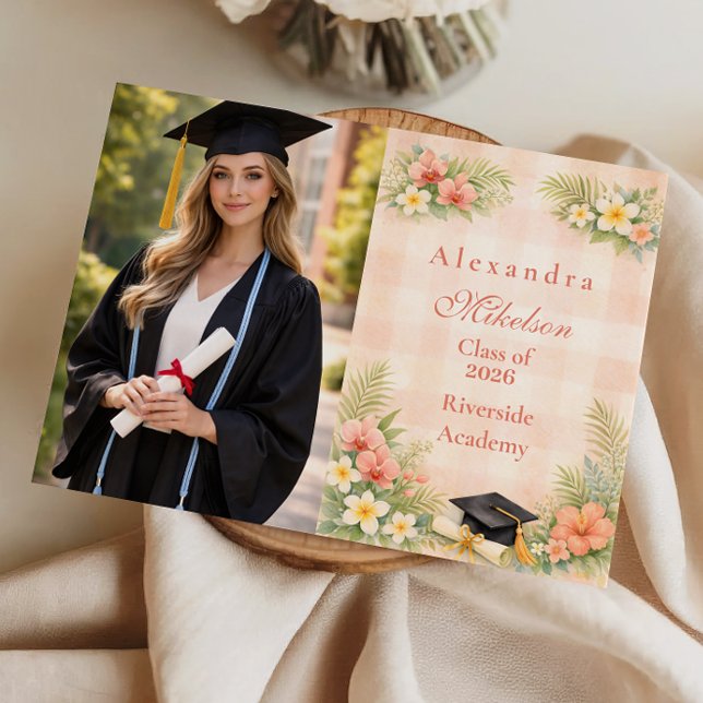 Foto Tropisk Rutig Blommig Examen Meddelande (Skapare uppladdad)