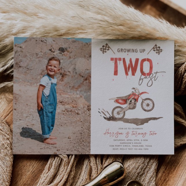 Foto TWO Fast Dirt Bike Birthday-inbjudan Inbjudningar (Skapare uppladdad)