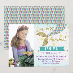 Foto under Sea Sjöjungfru Svan födelsedagsinbjudan Inbjudningar