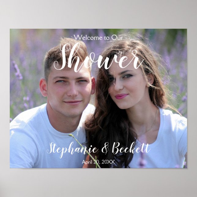 Foto Välkommen till vår duschskylt Poster (Framsidan)