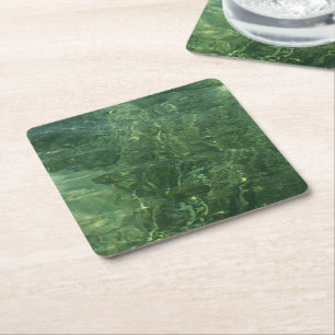 Foto vatten över Sea Grass II (blått och Grönt) Underlägg Papper Kvadrat