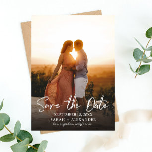 Foto - Vertikal Save the Date & Handskrift 2 Inbjudningar