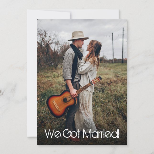 Foto Vi Gift Oss Gitarr Country Bröllop Inbjudningar (Framsida)