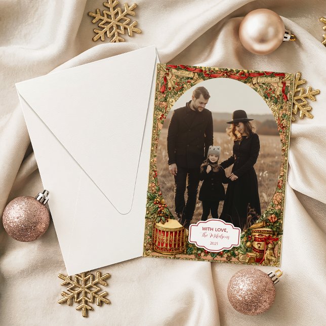 Foto Victorian Holiday Garland Jul Julkort (Skapare uppladdad)