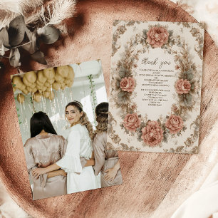 Foto Viktoriansk Royal Elegans Bröllopsdusch Tack Kort