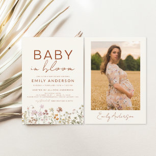 Foto Vildblomma Baby i Blom Baby Shower Inbjudningar