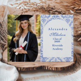 Foto Vintage Blå Botanisk Studentfest Meddelande