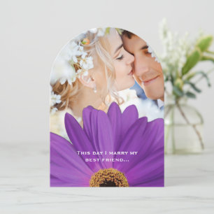 Foto Vintage Damask Lavendel Gerbera Tusenskönas B Inbjudningar
