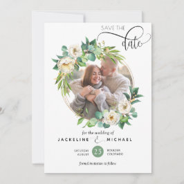 Foto, Vit och Grönska Bröllop Spara datum Spara Datumet