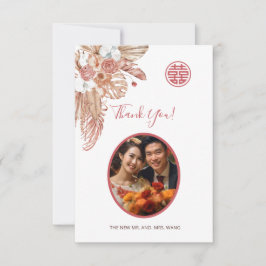 Foto | Watercolor Boho Chinese Bröllop Tack Kort
