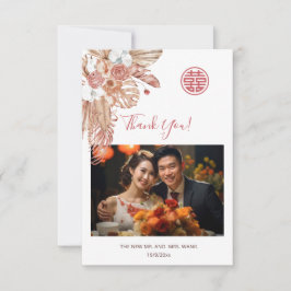 Foto | Watercolor Boho Chinese Bröllop Tack Kort