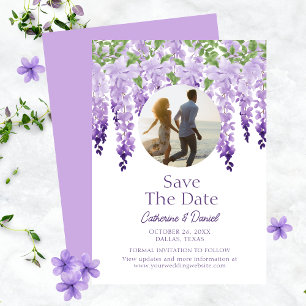 Foto Watercolor Wisteria Blommigt Bröllop Spara Datumet