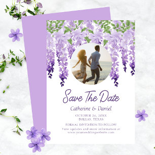 Foto Watercolor Wisteria Blommigt Bröllop Spara Datumet
