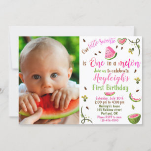 Foto Watermelon födelsedagsinbjudan 1:a födelsedag Inbjudningar