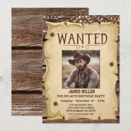 Foto Western, roligt Poster 40:e födelsedagen Inbjudningar