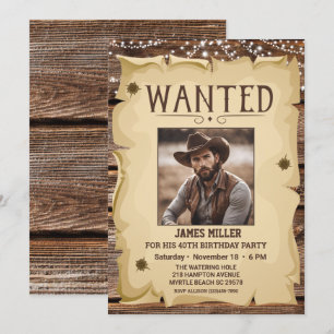 Foto Western, roligt Poster 40:e födelsedagen Inbjudningar