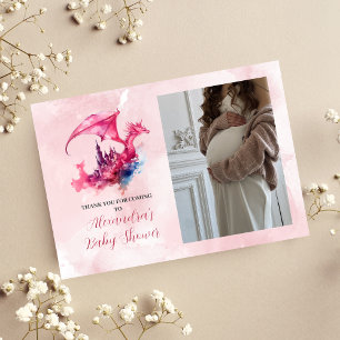 Foto Whimsic Rosa Dragon Baby Shower Tack Kort