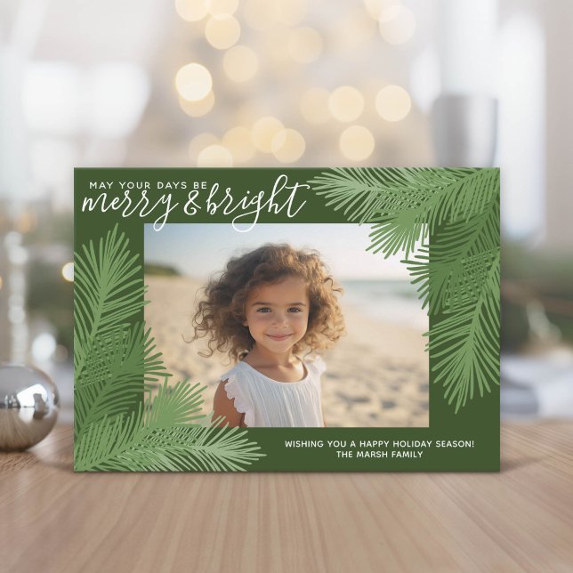 Foto Whimsical Grenar Kalligrafi Jul Julkort (Modern and Minimal Christmas Greeting Card)