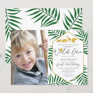 FOTO - Wild One 1-års födelsedagsjungel-inbjudan Inbjudningar