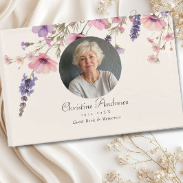 Foto, Wildblomma "In Loving Memory", begravning Gästböcker