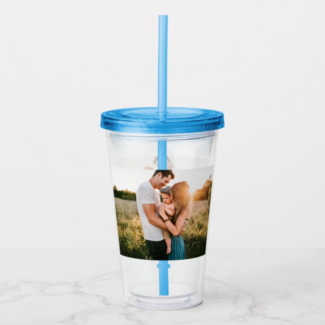 Fotoakrylisk tumlare med straw take away mugg (Framsida)
