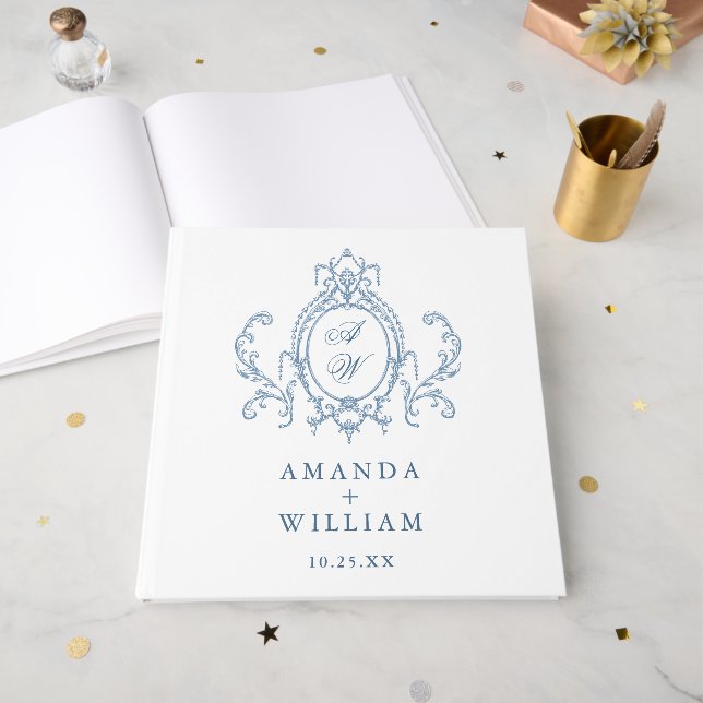 Fotoalbumet Victorian Ornate Grace Blommigt Bröllo Gästböcker (Framsidan öppen)