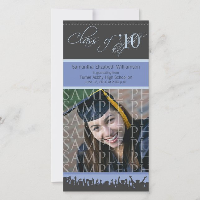 Fotoannonsering i Cap & Gown Studenten (lilac) Meddelande (Framsida)