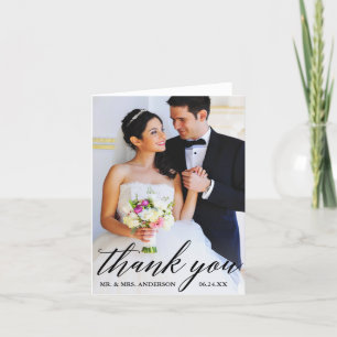 Fotoanteckning för Calligraphy Bride Groom Bröllop Tack Kort