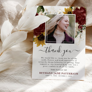 Fotoanteckning för hösten Blommigt Tack Kort