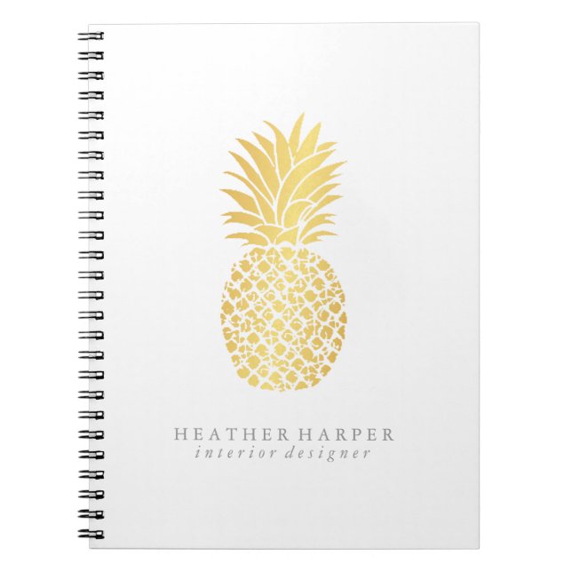 Fotoanteckningsbok - guld- ananas anteckningsbok med spiral (Framsidan)