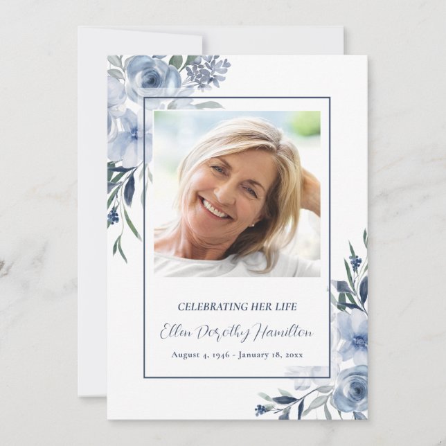 Fotoanteckningskort för minnestjänst inbjudningar (Framsida)