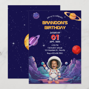 Fotoår för Cute astronaut Inbjudningar