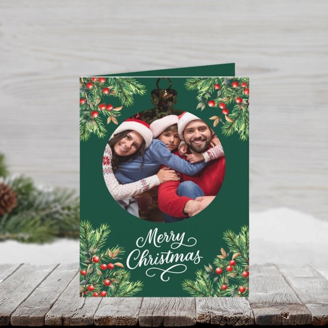 fotoår för god jul grönt under granskning helgkort (Skapare uppladdad)