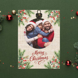 Fotoår för röda bär i god jul julkort