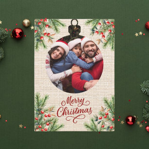 Fotoår för röda bär i god jul julkort