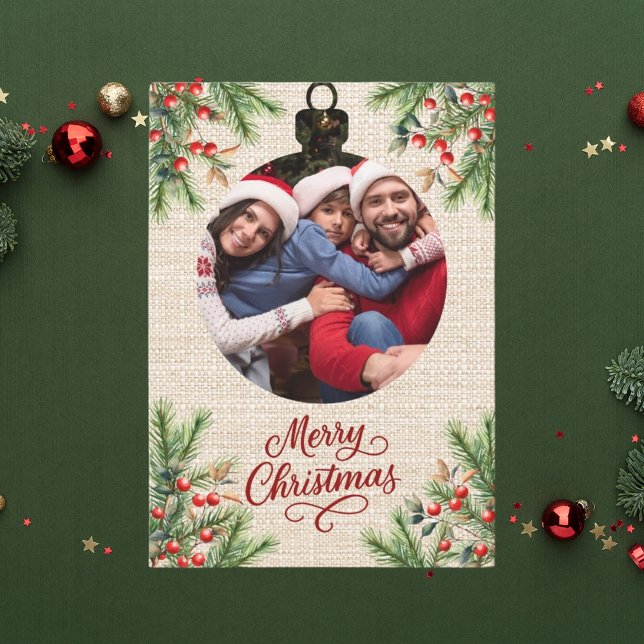 Fotoår för röda bär i god jul julkort (Skapare uppladdad)