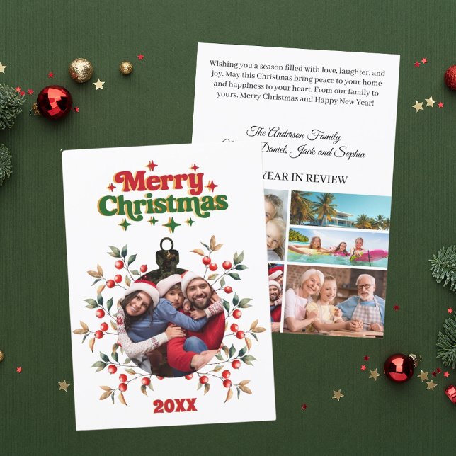 Fotoår för röda bär i god jul julkort (Skapare uppladdad)